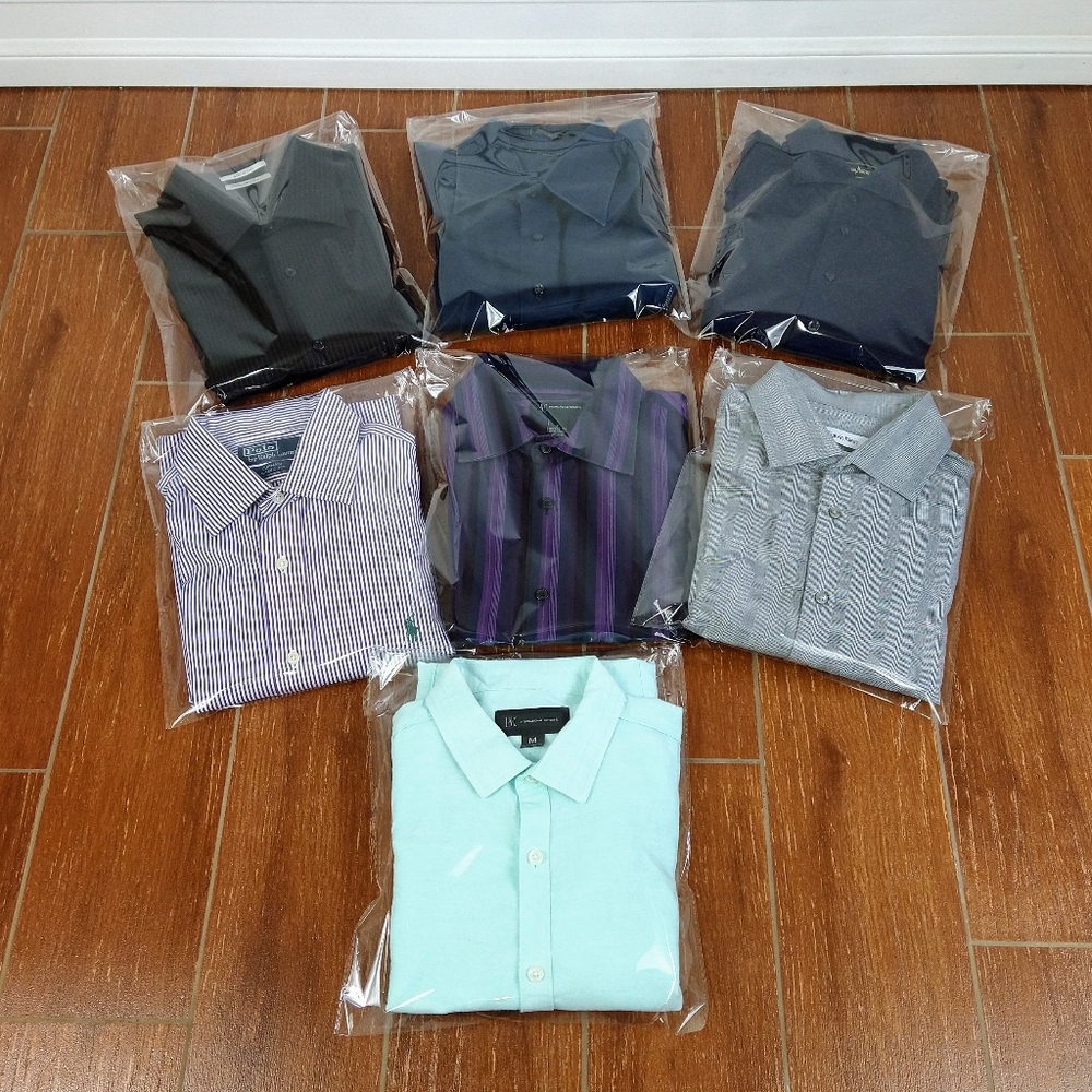 Sold A Lot of 7 Men Dress Shirts Bundle Various Sizes and Brands